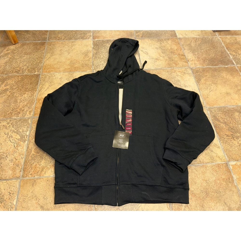 Berkley Jensen Mens Sherpa Lined Hoodie Full Zip Black Sweatshirt‎ XL NWT 284926